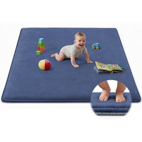 Baby Play Mat Floor,Tummy Time Area Rug 50x50 Playpen Muscle Mat Navy Blue