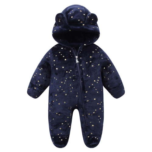 Posijego Baby Boys Girls Fleece Fuzzy Jumpsuit Winter Warm Outfits Sherpa Hooded Footed Rompers with Ears