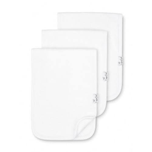 Copper Pearl Premium Baby Burp Cloths - 3-Pack Large Cotton Burp Cloths, Extra Soft Spit Up Rags with 3 Absorbent Layers, Perfect for Baby Boy and Baby Girl Gifts (21" x 10" Size, White Basics Set)