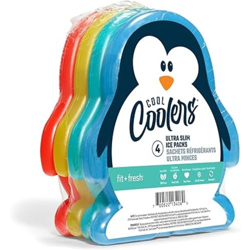 Cool Coolers by Fit & Fresh Reusable Kids Lunch Box Ice Packs, 4pk