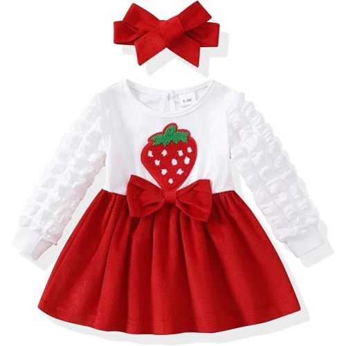 SODLON Newborn Baby Girl Dresses Infant Clothes Fall Winter Outfits 0-18M