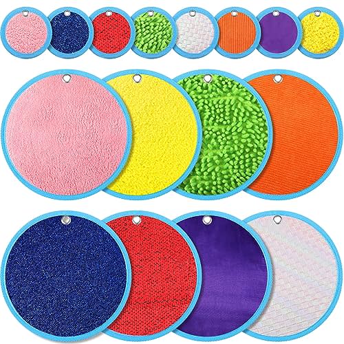 16 Sets Textured Sensory Tiles Mini Mats Educational Tactile Sensory Toys Assorted Texture Floor Tiles Textured Mat for Autism Learning Play Fidget Activity Game