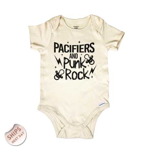 Pacifiers and Punk Rock Baby Bodysuit, Punk Rock Infant Bodysuit, Punk Baby, Emo Baby Bodysuit, Baby Shower Gift, 2000866