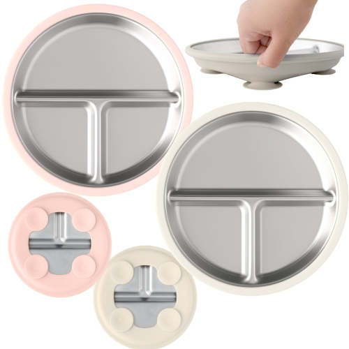 Stainless Steel Plate Set of 2 (Tofu and Pearl Blush)