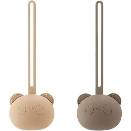PandaEar 2 Pack Silicone Pacifier Holder Case, Bear Shape Pacifier Storage with Strap for Travel & On-The-Go, Soft Portable Binky Container for Baby Newborn Infant