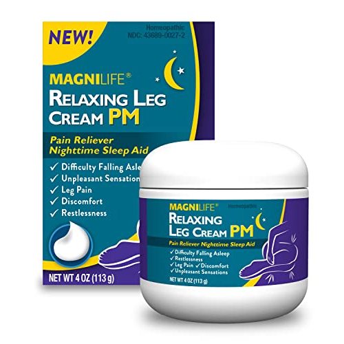 MagniLife Relaxing Leg Cream PM, Restless Legs, Deep Penetrating Topical for Pain, Naturally Soothe Cramping, Discomfort, and Tossing with Lavender and Magnesium - 4oz