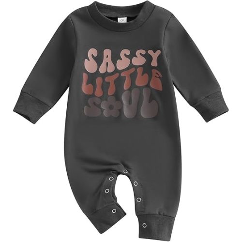 BOIBOKOKO Newborn Baby Girl Boy Clothes Sassy Little Soul Long Sleeve Romper Jumpsuit Cute Fall Winter Outfit