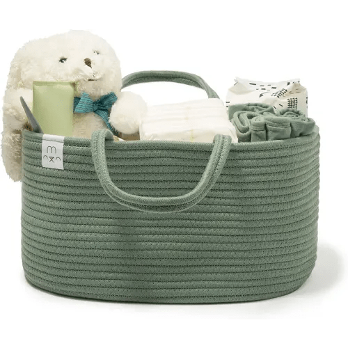 Natemia Diaper Caddy Organizer - Large, Lily Pad - Portable Rope Handles For Car Organizer - Three Compartments for Storage - Versatile Gift Bag For Baby Shower & Registry