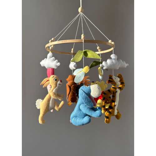 Winnie the Pooh Felt Baby Mobile, baby mobile boy and girl , Magical crib mobile, bear baby mobile, Wizard nursery decor,individual baby mo