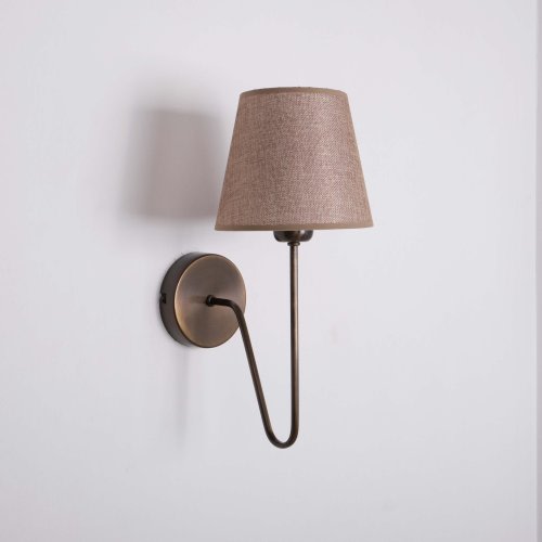 Vintage Wall Lamp, Minimalist Farmhouse Sconce, Bedroom Wall Lighting with Linen Shade, Modern Wall Sconce, Aged Brass Home Decor Wall Lamp