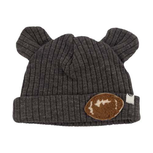 oh baby! Football Chenille Bear Ear Hat - Charcoal Size Small