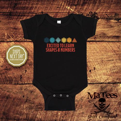 Excited to Learn Shapes and Numbers, Dungeons and Dragons, TTRPG, Baby Bodysuit, Toddler Tee Shirt