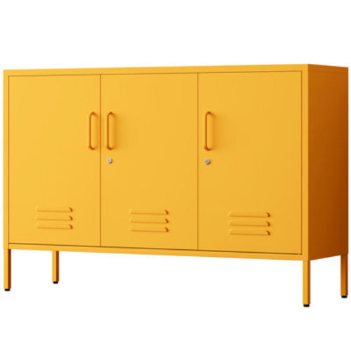 Latitude Run® 32" Wide Storage Cabinet 3 Door Multi-Function Locker Metal Heavy Duty Tool Cabinet 2 Shelves Lockable Storage Cabinet Removable Shelves Easy To Assemble | Wayfair