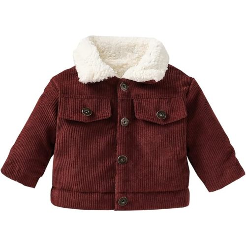Noubeau Baby Boys Girls Corduroy Jacket Kids Toddler Lined Top Lapel Button Down Thicked Warm Coat Winter Outerwear