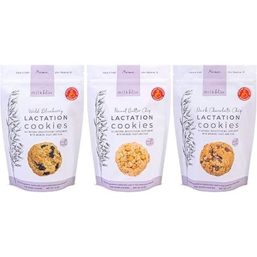 MilkBliss Soft Baked Lactation Cookies for Breastfeeding, All Natural and GMO Free Lactation Boosting Ingredients! Oats, Flaxseed, Brewers Yeast. (3-pack)