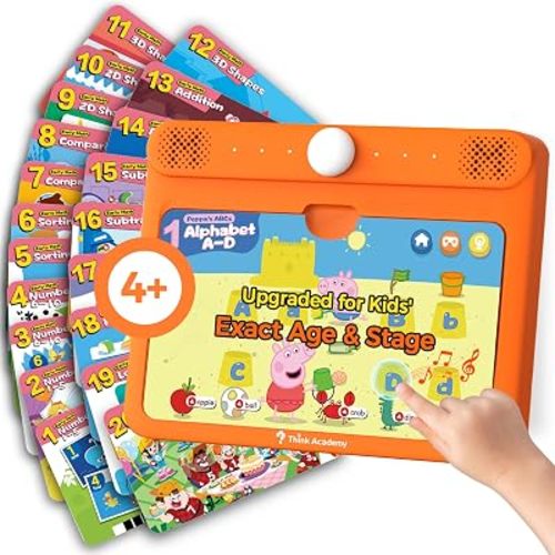 Think Academy Learning Pad for 4+, Age-Optimized Screen-Free Educational Learning Tablet, Learn to Read Phonics Flash Cards with Alphabet, Words, Numbers, Music, Preschool Learning Activities for Kids