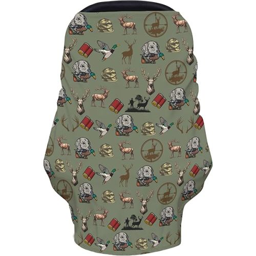 Boy Hunting Green Baby Car Seats Covers Duck Hunting Deer Infant Car Canopy Nursing Cover Outdoor Camouflage Breast Feeding Covers for Babies Boys Girls Shower Gifts