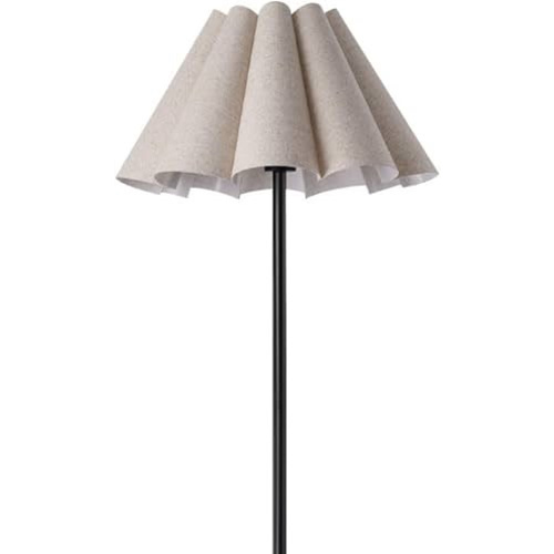 KUNJOULAM Modern Floor Lamp, Black Pole Floor Lamps, Simple Design Tall Lamp with Beige Lampshade, Standing Lamp for Living Room, Bedroom, Office, Home (Without Bulb)