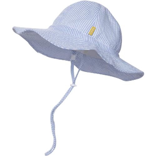Baby & Toddler Wide Brim Sun Hats UPF 50+ Sun Protection Bucket Cap Cute Adjustable Hat in Seersucker