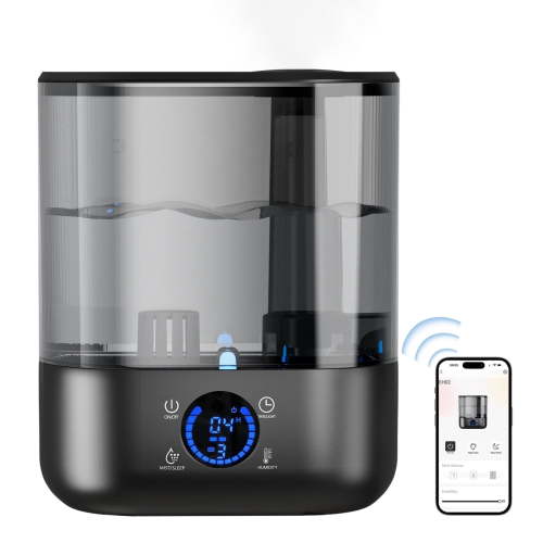 LUCKLIFE Smart Humidifiers for Bedroom,5L Top Fill Cool Mist & 36H Runtime Ultrasonic Humidifier,Quiet 28dB Essential Oil Diffuser for Baby & Plants, Black