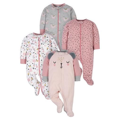 Gerber Baby-Girls 4 Pack Sleep 'N Play Footie