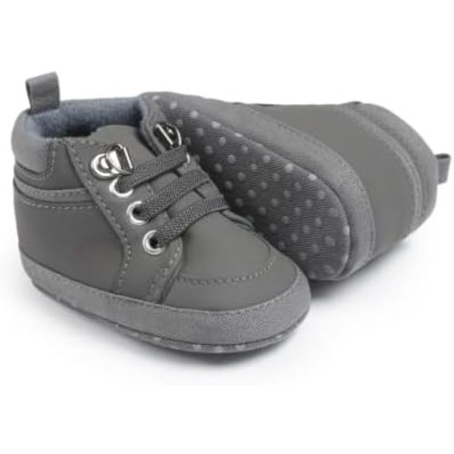 Meckior Toddler Baby Boys Girls High Tops Ankle Sneakers Soft Anti-Slip Sole PU Leather Moccasins Infant Newborn Prewalker First Walking Crib Shoes