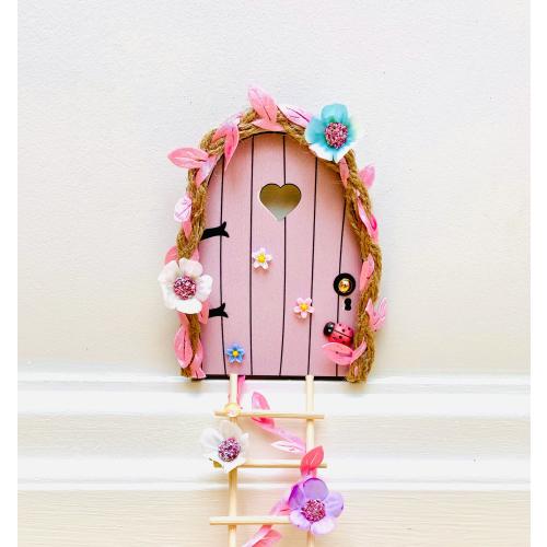 FAIRY DOOR (Pink & Blue designs) with Ladder, Fairy Bench for Fairy Bedroom