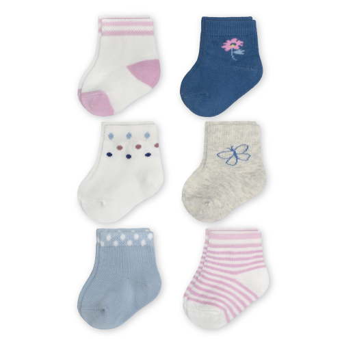 Carters Newborn Girl Floral Socks 6 Pack - Cotton Polyester Spandex