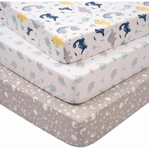 Plushii 3 Pack Baby Crib Sheets for Boys, 28"x 52"Cover for Crib Mattress