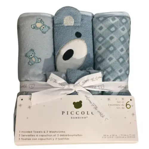 Hooded Towels & Washcloth Set Blue Bear | Liliplum Kids