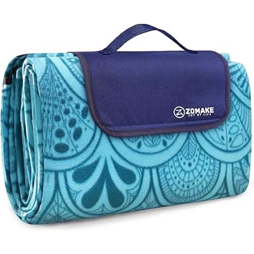 ZOMAKE Picnic Blanket - Waterproof, Foldable, Sandproof - 79"x79" Concert, Beach, Yard, Outdoor Grass Blanket - Large (Peacock Blue)