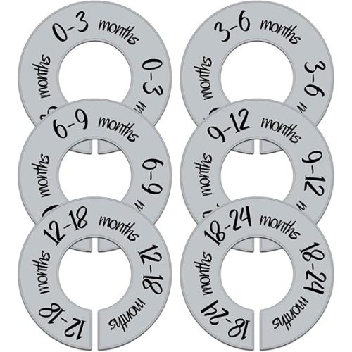 Pro Goleem Baby Closet Dividers Gray Baby Closet Organizer for Nursery Baby Clothes Size Age Dividers Fits 1.5" Rod 6 PCS