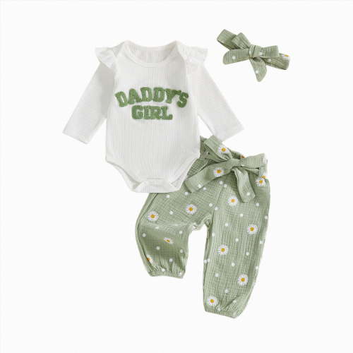 Ccpelsie Newborn Baby Girl Fall Winter Outfits Clothes Knit Jumpsuit Ruffle Romper Newborn Coming Home Outfit for Baby Girl(Light Green,0-3 Months)