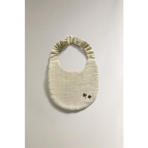 STRIPED MUSLIN BABY BIB - Green / Ecru | ZARA United States
