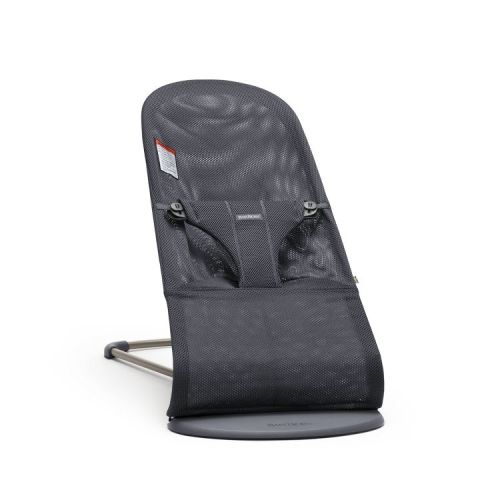 BabyBjorn Bouncer Bliss 3D Mesh – Anthracite: Cotton Seat Pad, Non-Skid Feet, Machine Washable, 8-29 lbs Capacity