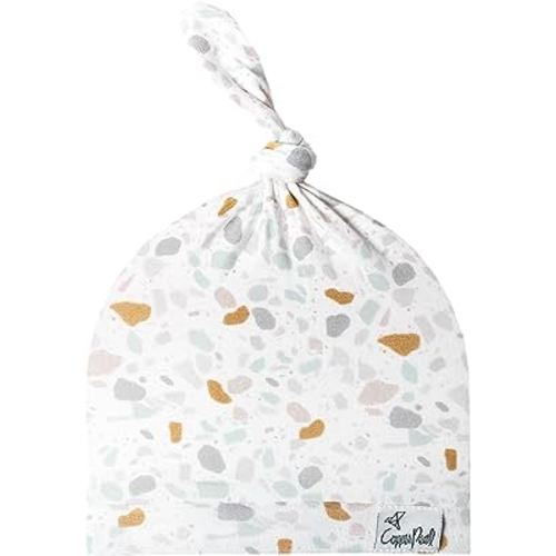 Copper Pearl Baby Beanie Hat Top Knot Stretchy Soft Arlo