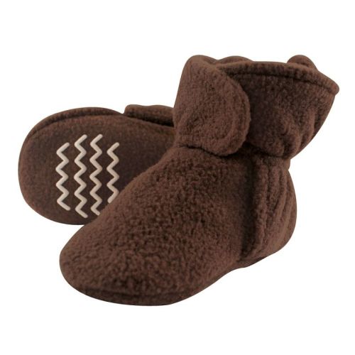 Hudson Baby Infant Baby Cozy Fleece Booties, Brown, 0-6 Months