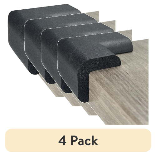 (4 pack) KidKusion Foam Rubber Corner Guards, Sharp Corners, Table, Desk, 4.0 CT, Black, Toddler