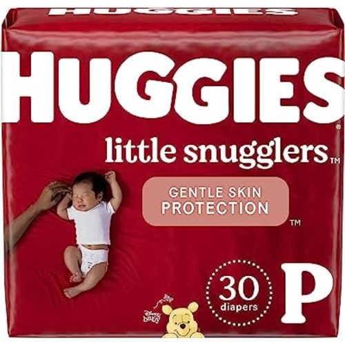 HUGGIES Little Snugglers Baby Diapers, Size Preemie, 30 Count, Convenience Pack (Packaging May Vary)