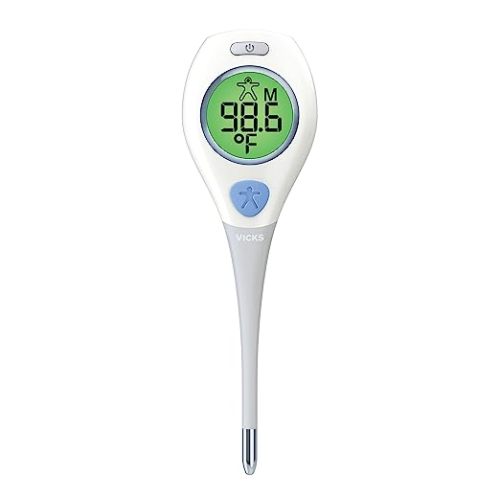 Vicks RapidRead Digital Thermometer, Temperature Readings in 2 Seconds, Use as Oral Thermometer, Baby Rectal Thermometer or Under the Arm, Water Resistant