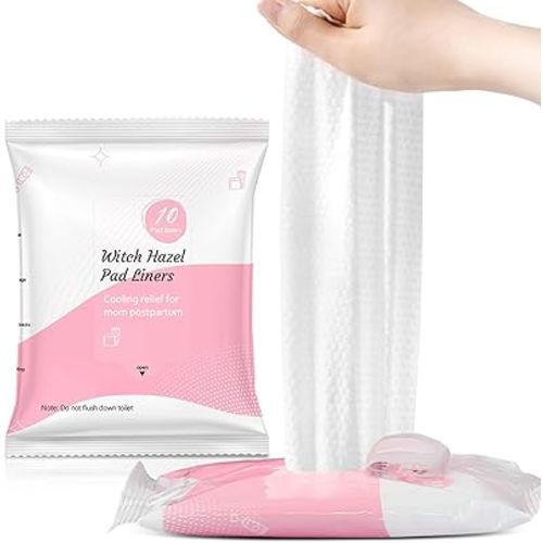 UHdod Perineal Witch Hazel Cooling Pads Liners 2 Packs, Full-Length Witch Hazel Pads Liners for Postpartum Care, Postpartum Essentials | Provides Cooling Comfort for Perineal Area - 24 Counts