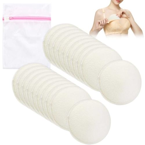 TIMESETL Lot de 20 coussinets d'allaitement biologiques, réutilisables et lavables avec sac à linge, coussinets écologiques pour l'allaitement