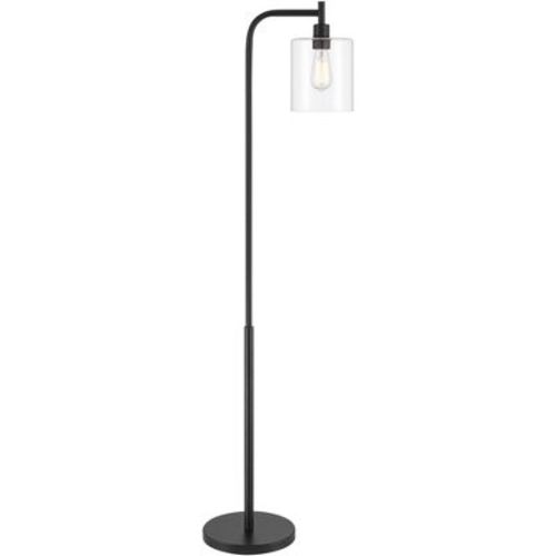 360 Lighting Karis Modern Downbridge Floor Lamp 62 1/2" Tall Matte Black Metal Clear Glass Shade for Living Room Reading Bedroom Office House Home