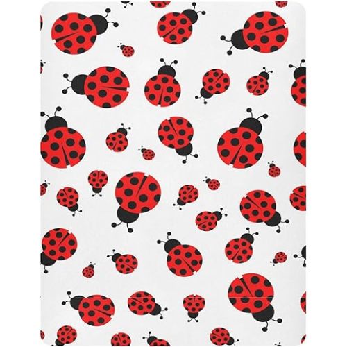 Pfrewn Crib Sheets for Boys Girls Red Ladybug Fitted Crib Sheet Fits Standard Crib Mattress Pads Stretch Soft Toddler Baby Sheet,52x28IN