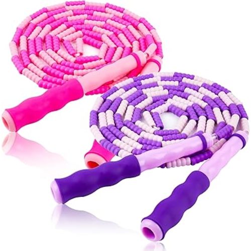 Jump Rope for Kids, Adjustable Jump Ropes for 4 5 6 7 8 10 12, Tangle Free Jumping Rope Age 8-12, Segmented Soft Beaded Skipping Rope for Women Fitness