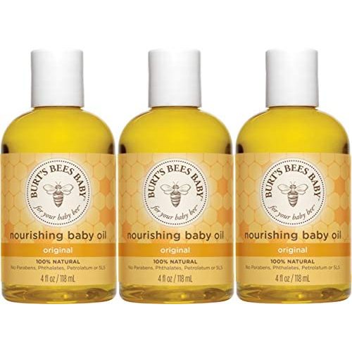 Burt's Bees Baby Nourishing Baby Oil, 100% Natural Baby Skin Care - 4 Ounce Bottle - Pack of 3