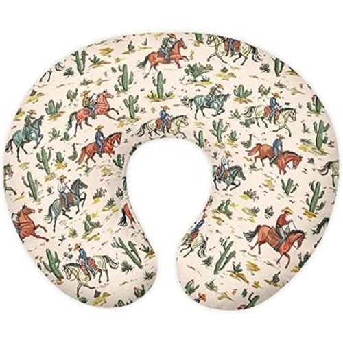 Western Cow Boy Horse Nursing Pillow Cover for Baby Girl Boy Removable Covers for Breastfeeding Pillows Stretchy Breast Feeding Pillowcases for Moms Gifts Nursing Covers