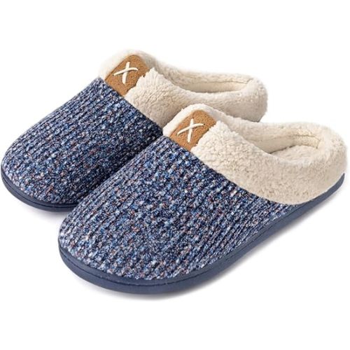 ULTRAIDEAS Women's Indoor Bedroom Slipper with Memory Foam, Gift for Women, Wool-Like House Shoe with Anti-Skid Rubber Sole for Ladies