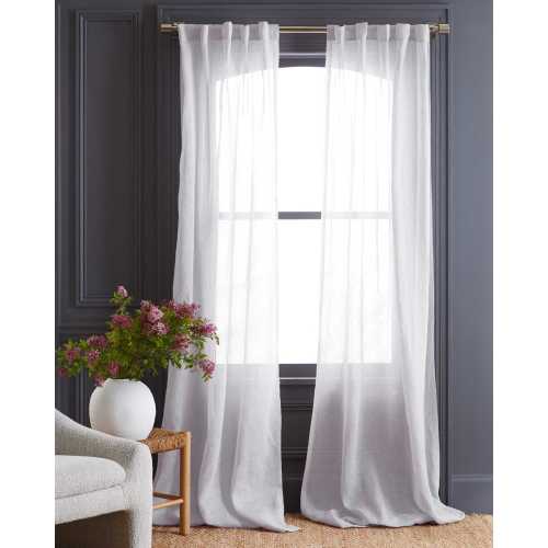 European Linen Sheer Curtain Set in White