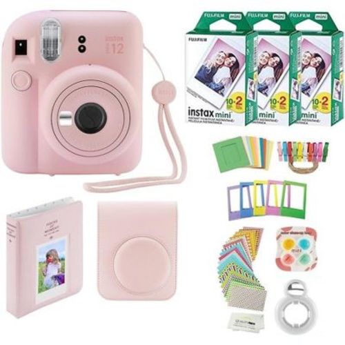 Fujifilm Instax Mini 12 Instant Camera with Case 60 Fujifilm Prints Decoration Stickers Frames Photo Album and More Accessories Blossom Pink
